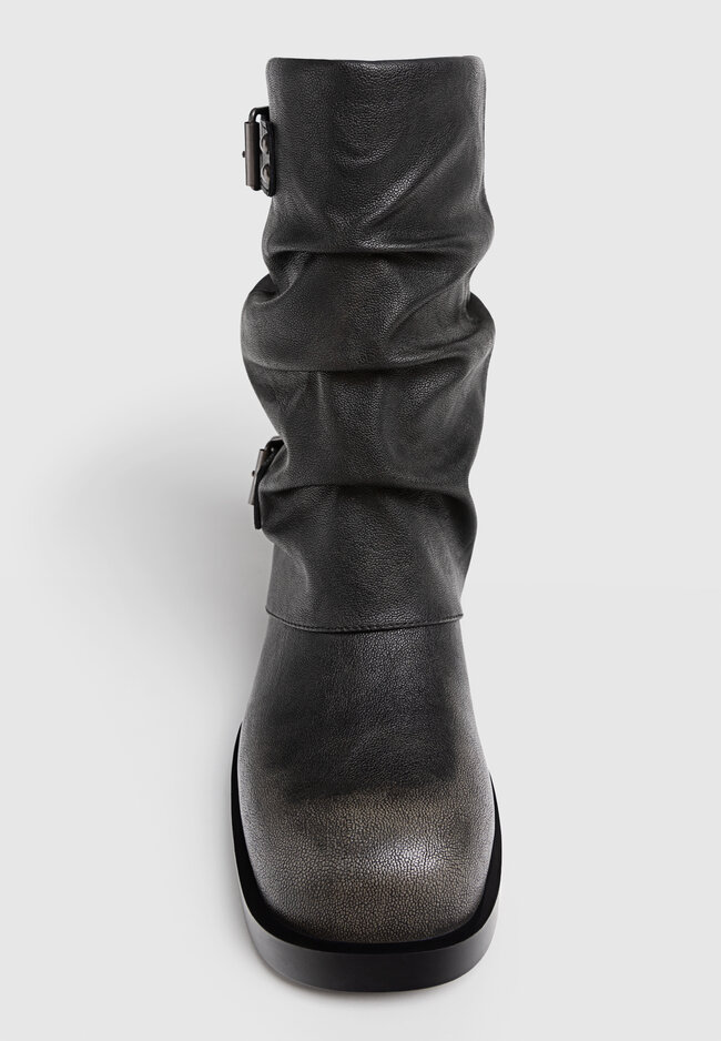 Stradivarius Flat slouchy biker boots GREY 2 Recommend