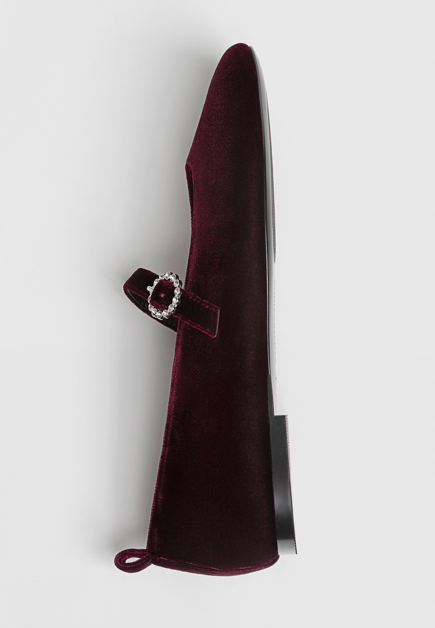 Burgundy velvet flats clearance
