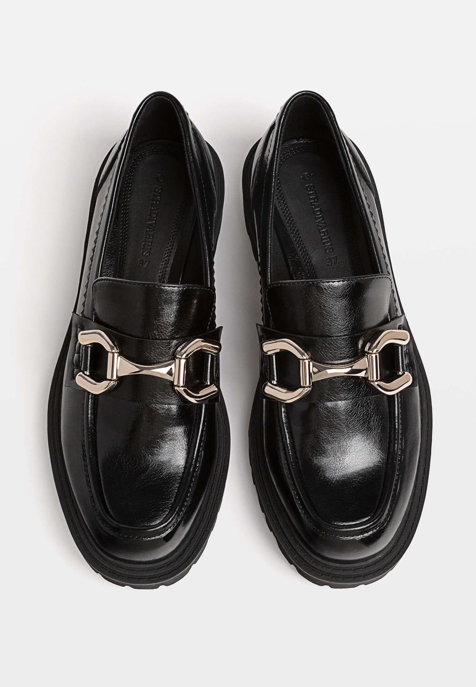 Black loafers with track soles Women s fashion Stradivarius