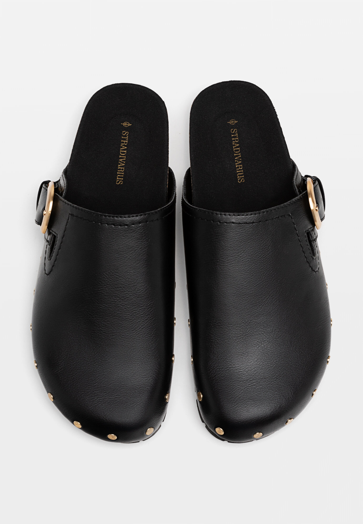 Black clogs with buckle sales