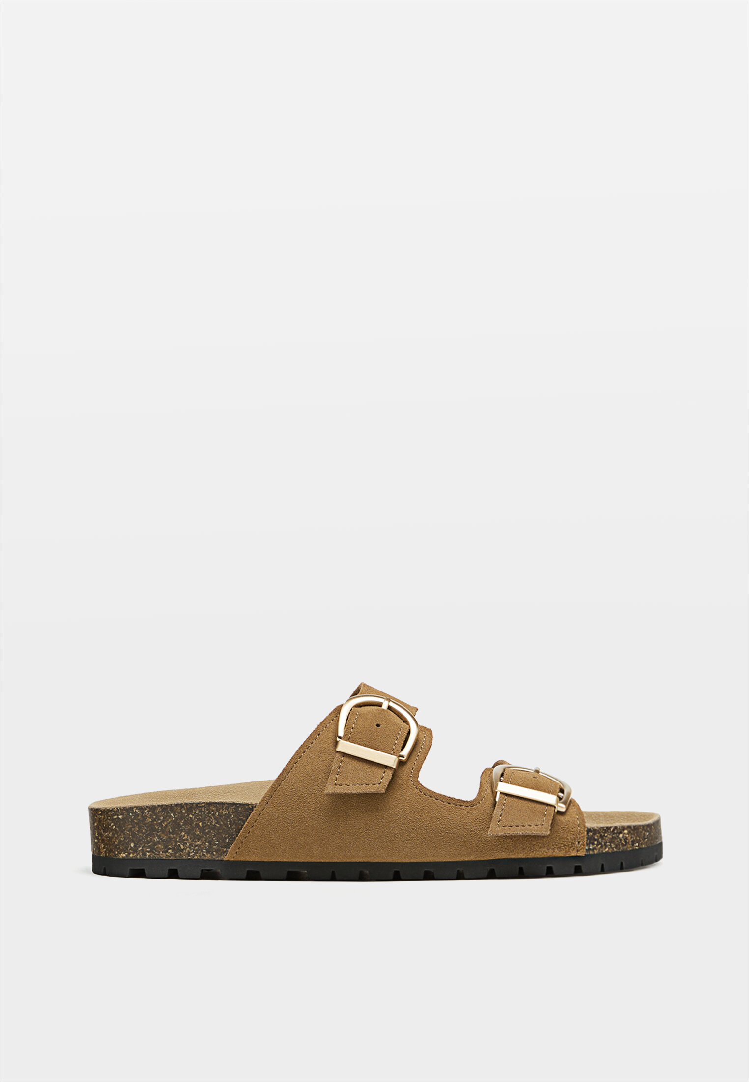 Flat leather sandals with buckles Women s fashion Stradivarius