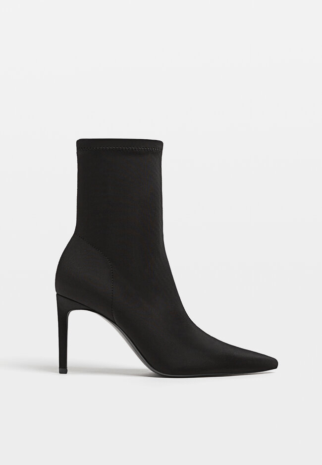 zara stretch high heel ankle boots