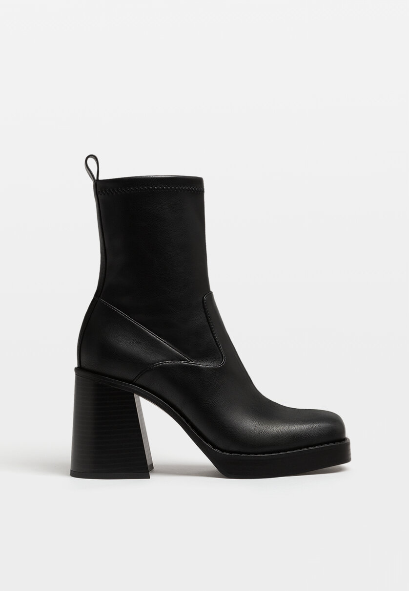 High-heel platform ankle boots