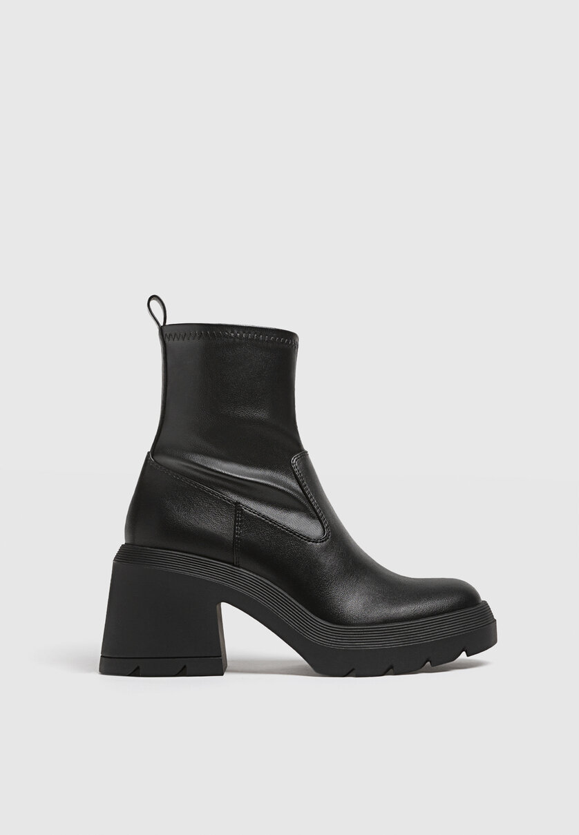 High-heel platform ankle boots