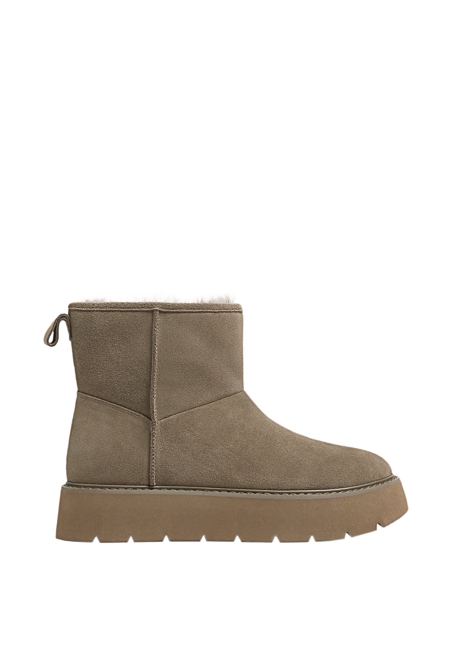 Flat leather ankle boots with faux fur null Stradivarius M xico