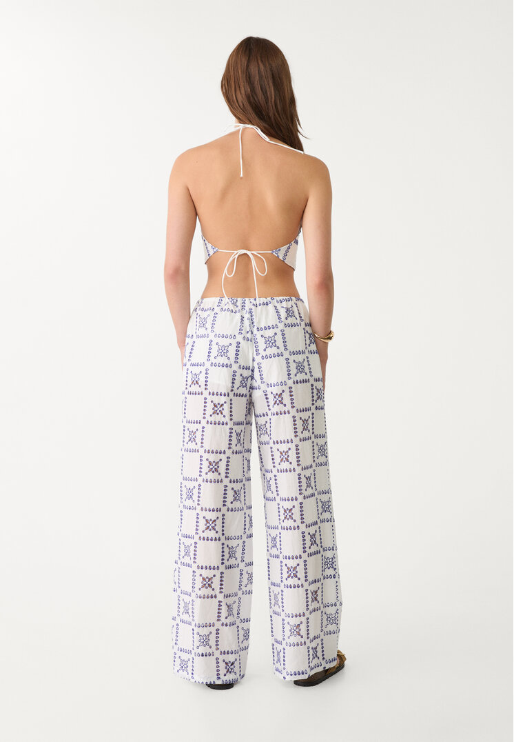 pantalon bordado azul