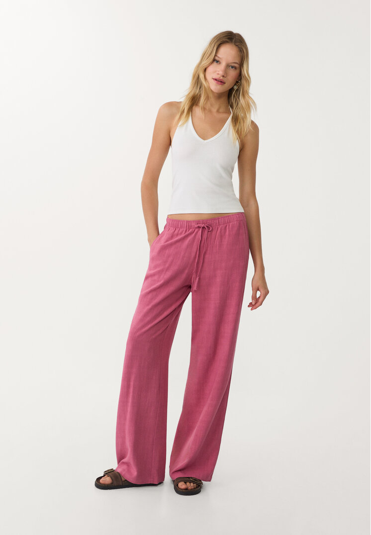 pantalon fluido con lino