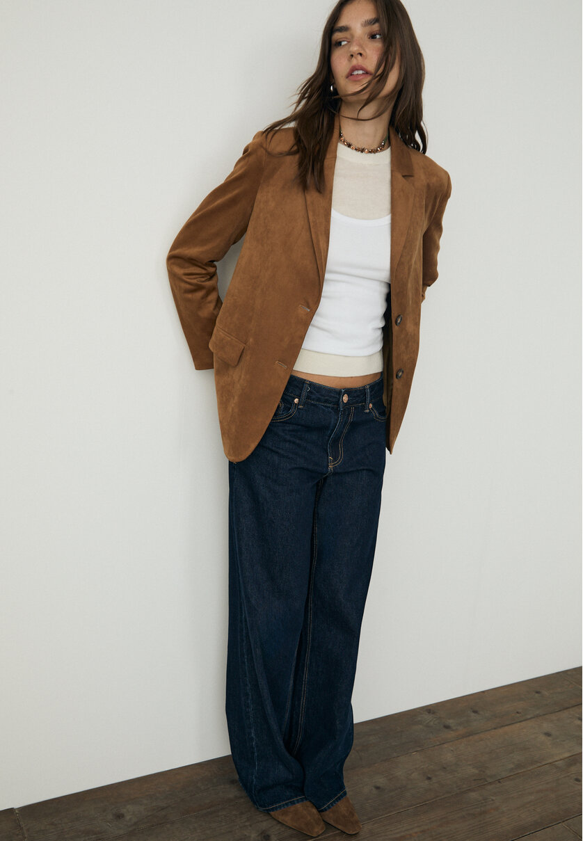 Faux suede blazer