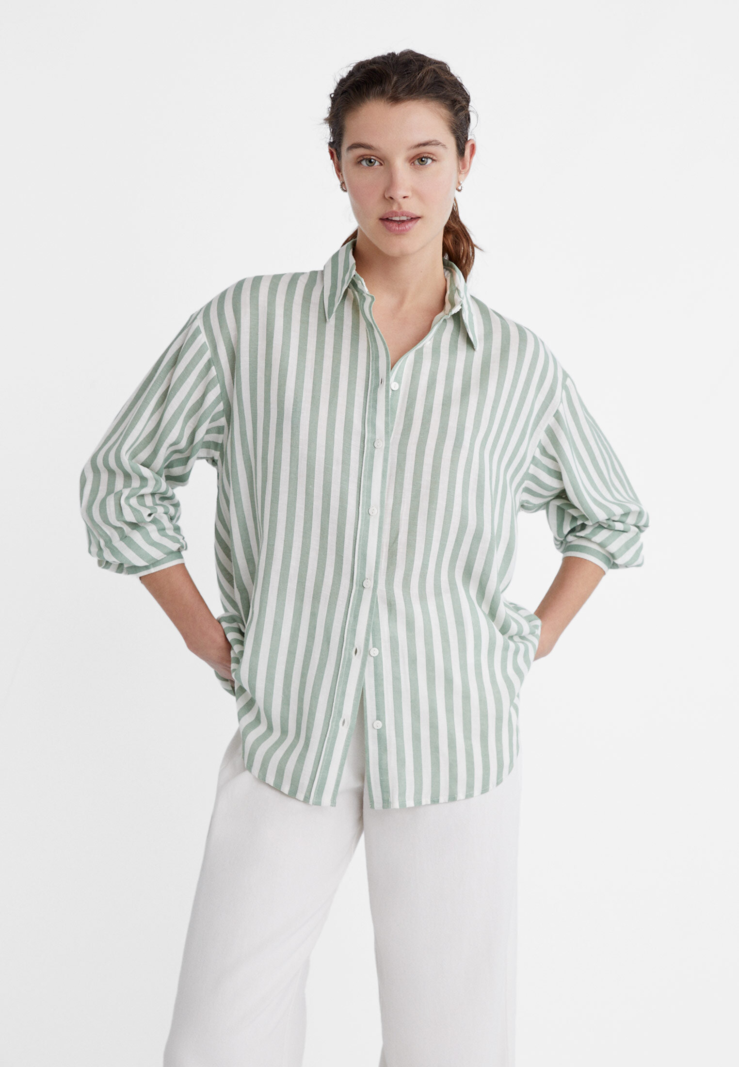 Camisa fluida con lino