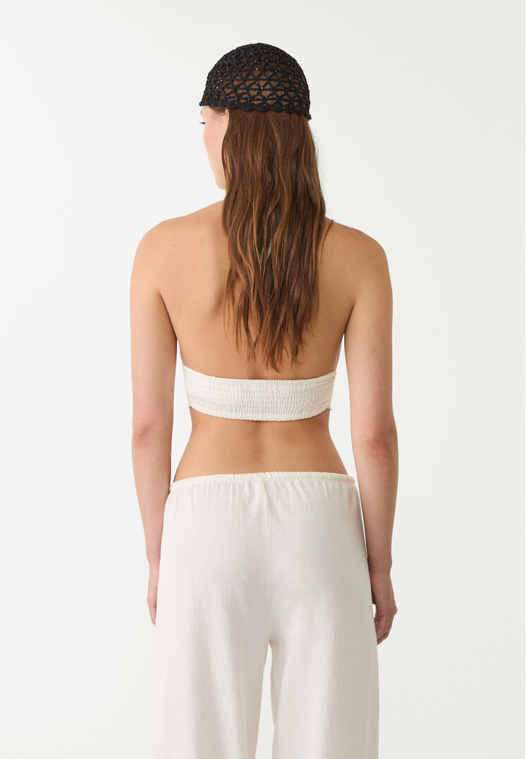 top halter bordados con lino