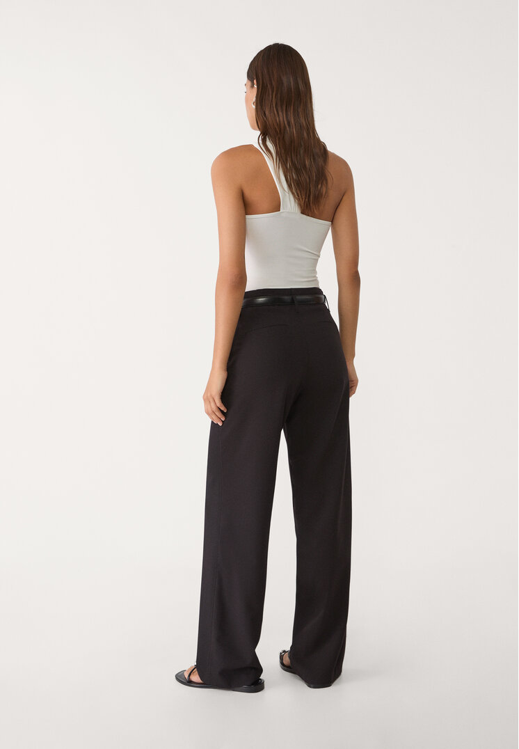 pantalon fluido recto vestir cinturon