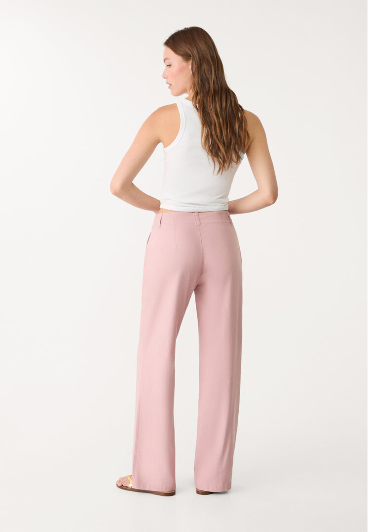 pantalon recto fluido con lino