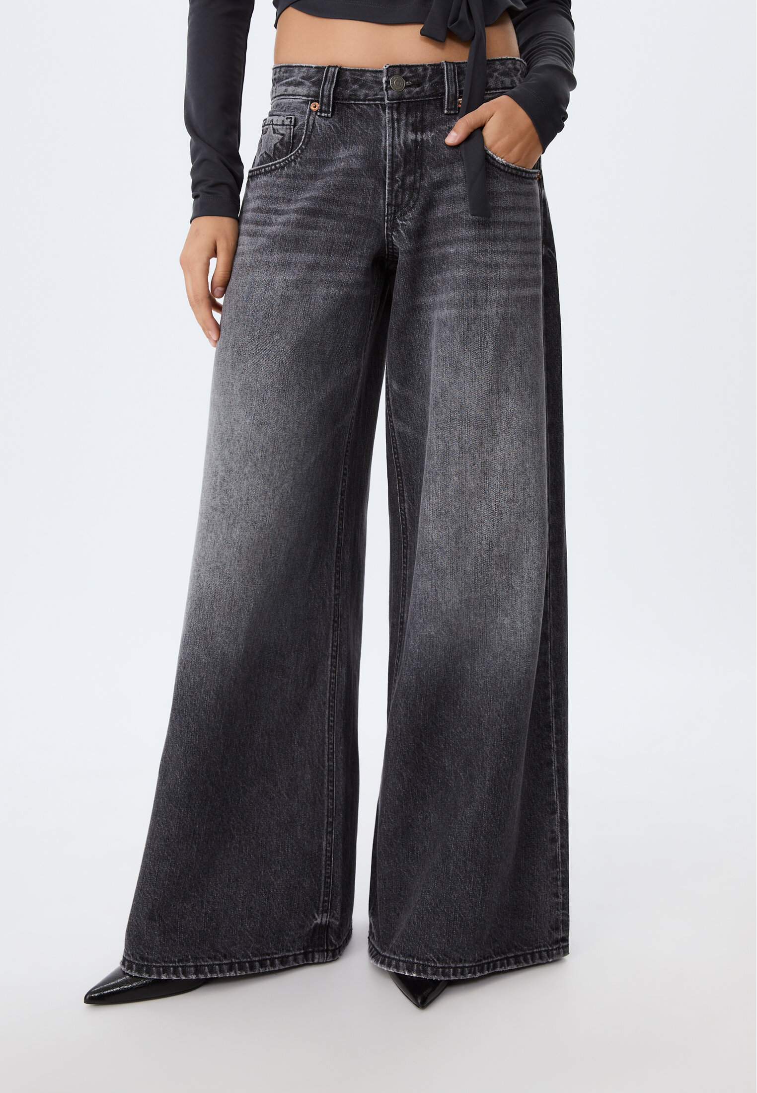 Low Rise Pantalones Del Stradivarius Low-rise Wide-leg Jeans