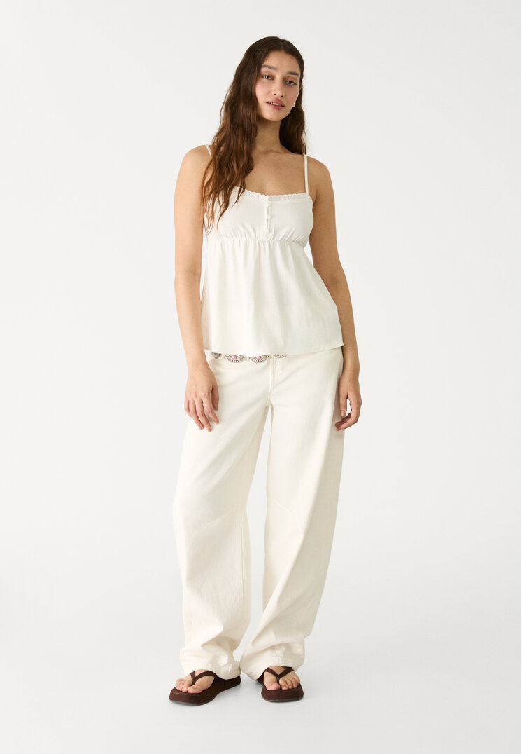 top fluido tirantes con lino