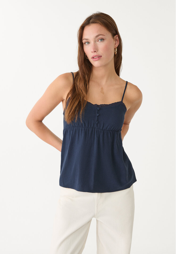 top fluido tirantes con lino