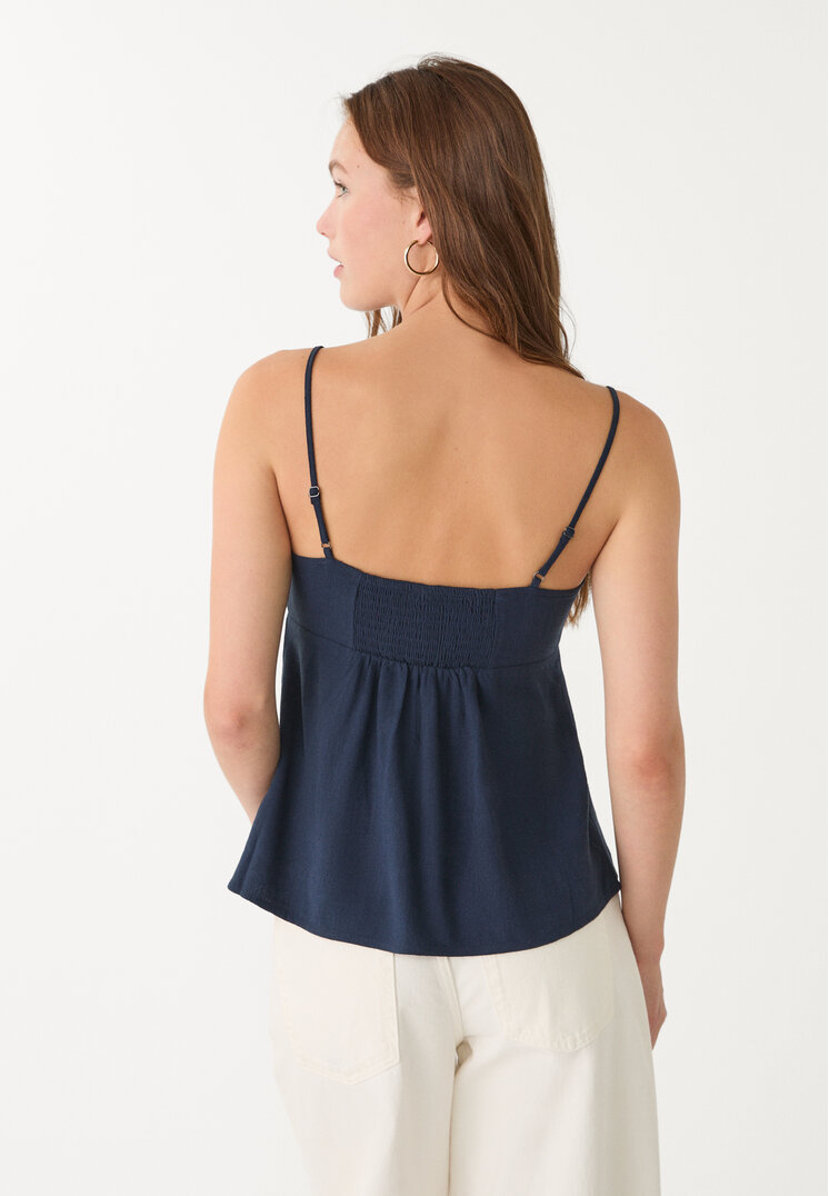 top fluido tirantes con lino