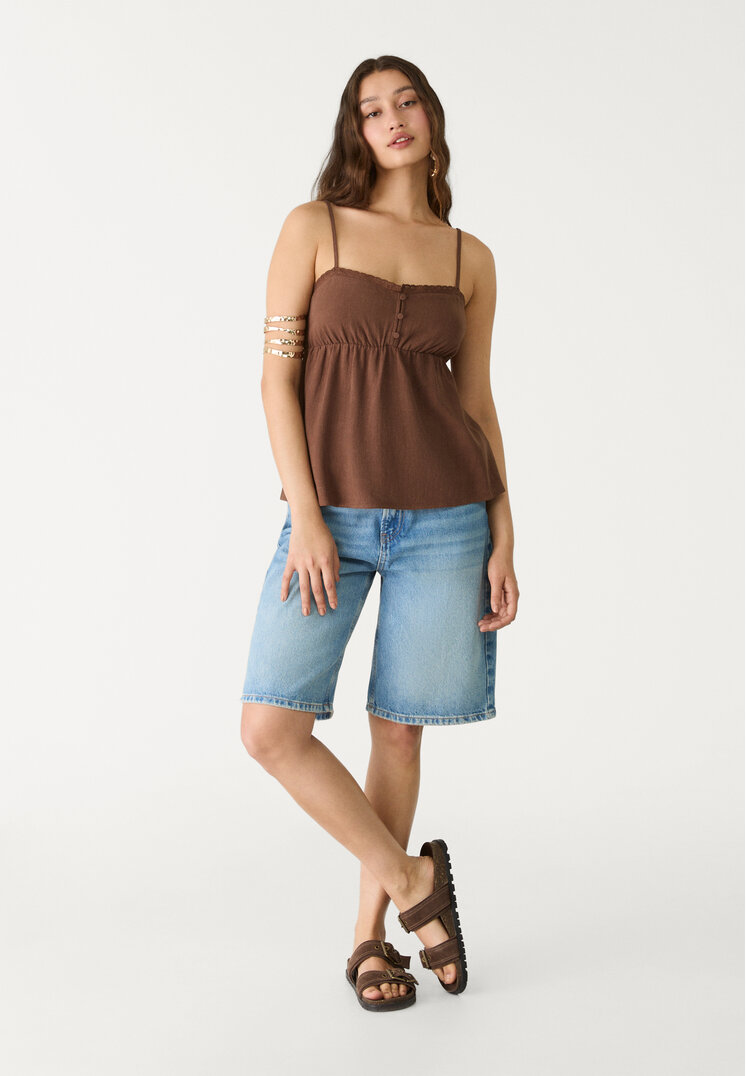 top fluido tirantes con lino