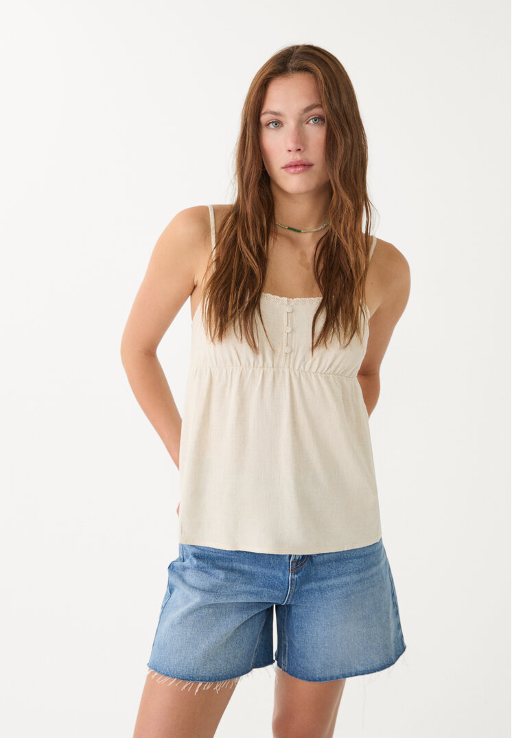 top fluido tirantes con lino
