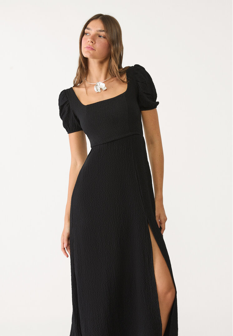 vestido largo fluido espalda cruzada