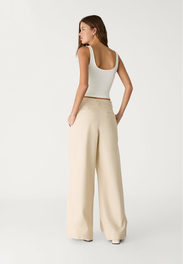pantalon popelin wide leg pinzas