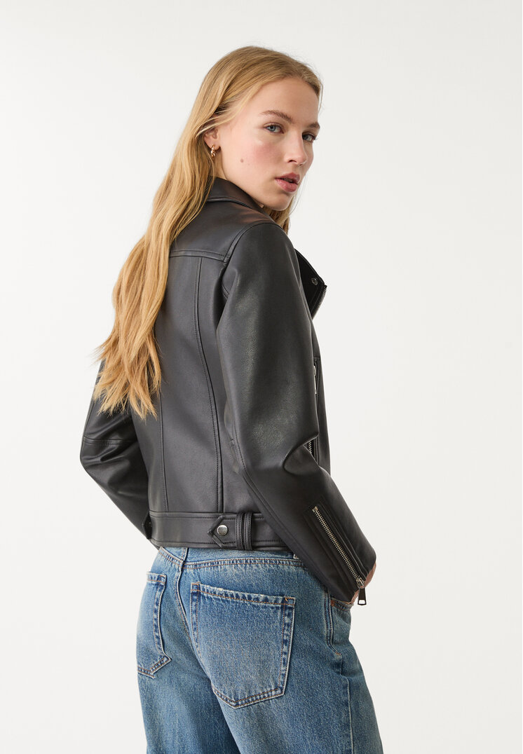 cazadora biker efecto piel