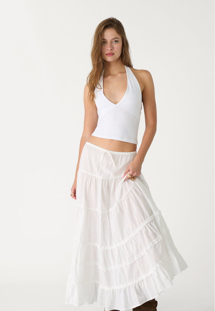top halter escote pico