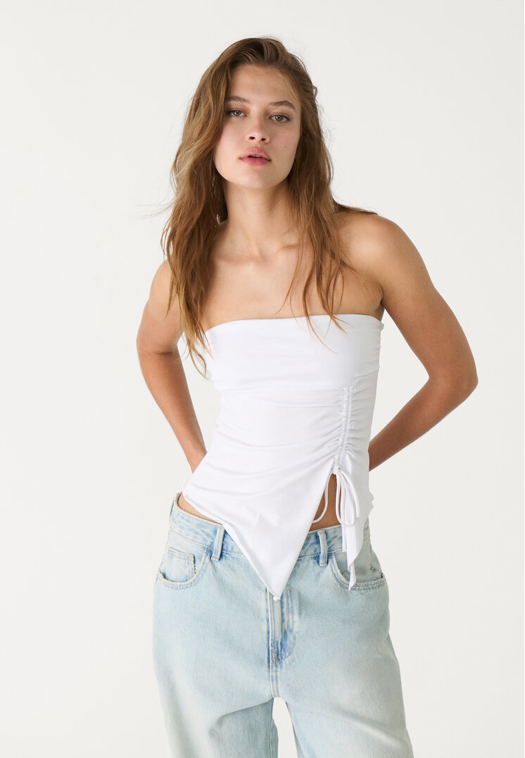 top bandeau fruncido