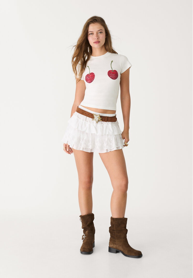 camiseta manga corta cerezas