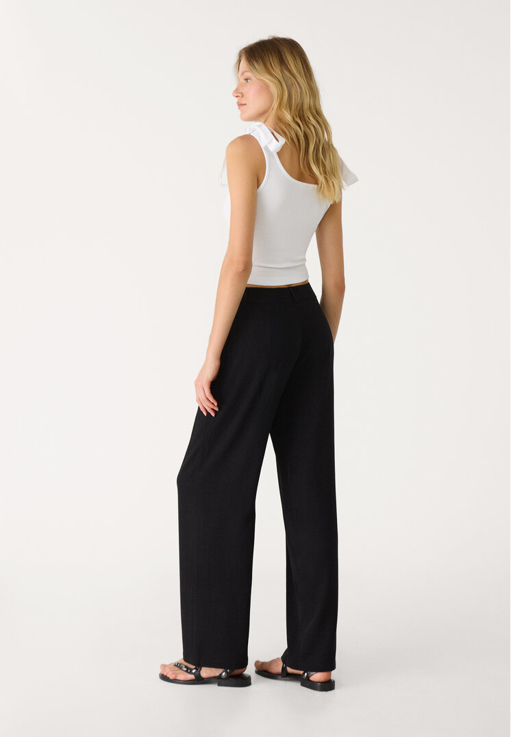 pantalon recto con lino