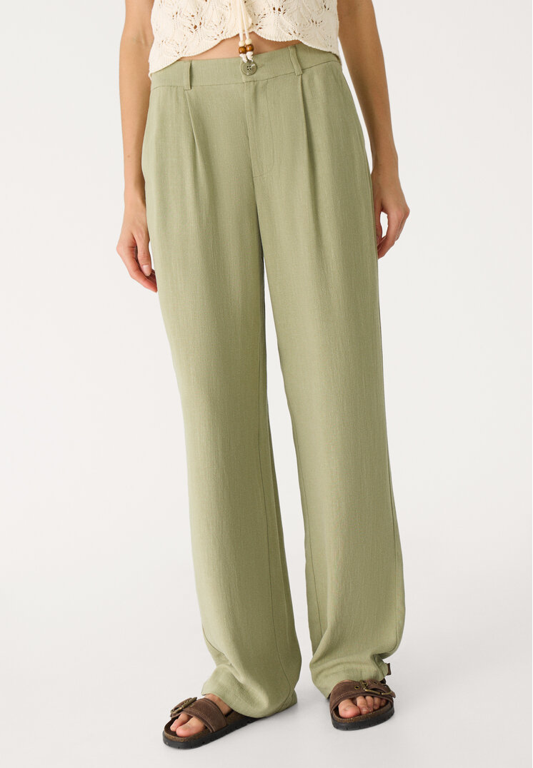 pantalon recto con lino