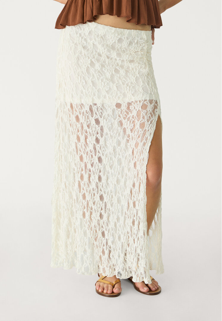 falda midi blonda frunce