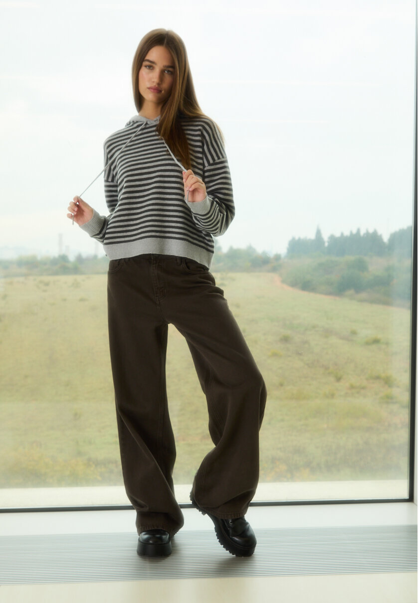 Hooded striped sweater