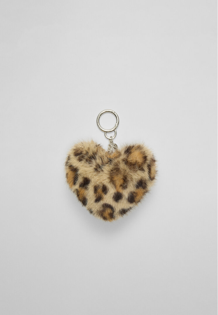 Stradivarius Charm Inimă Din Imitație De Blană Maro Os