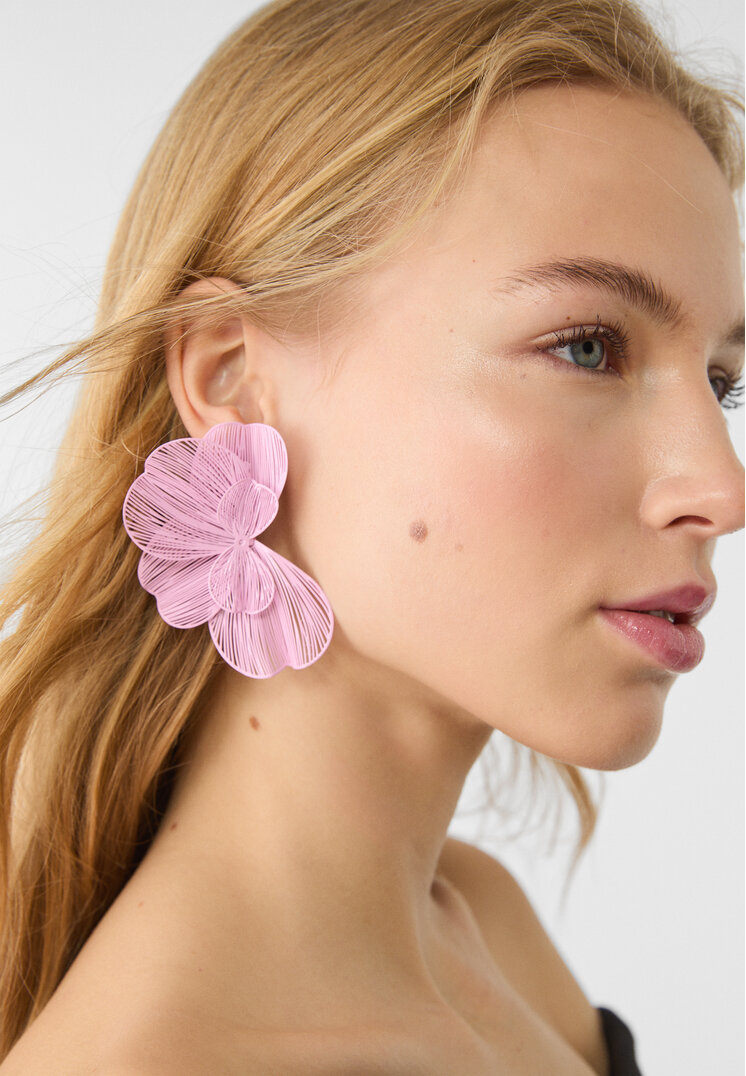 pendiente abanico flor maxi