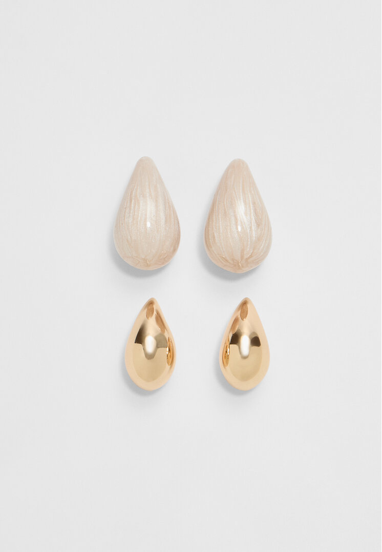 set 2 pendientes gotas combinadas