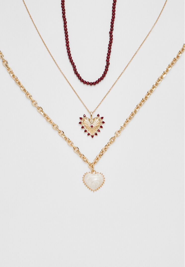 set 3 collares corazones