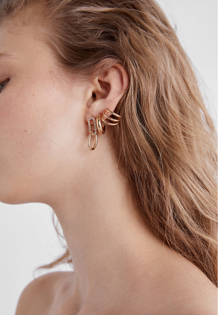 set 6 pendientes strass y aros
