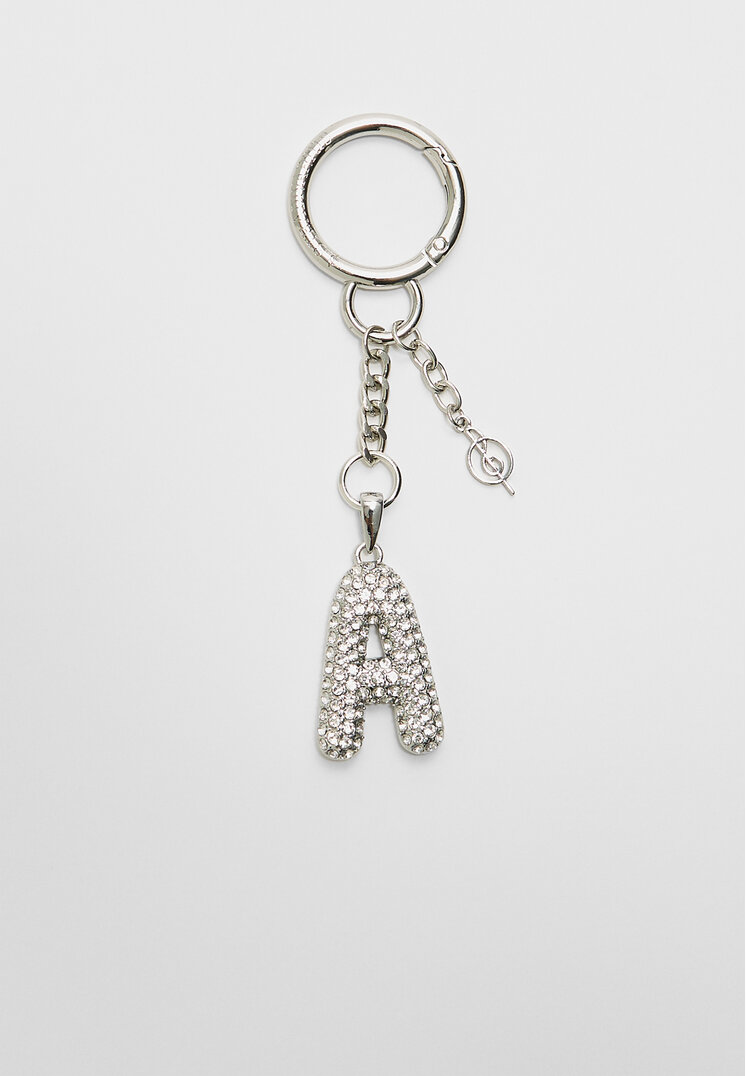 llavero charm inicial brillos