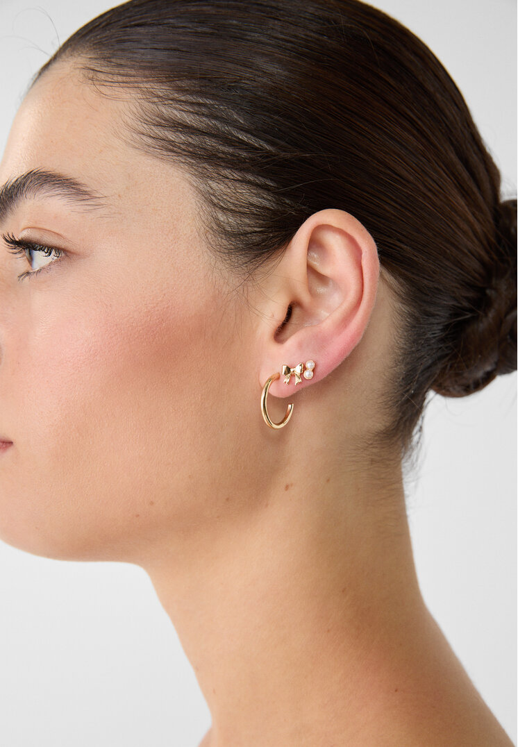 set 9 pendientes flor