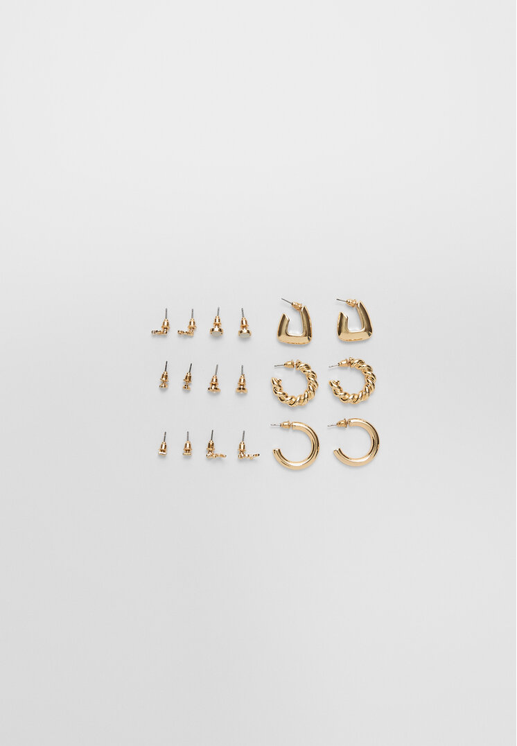 set 9 pendientes rosa