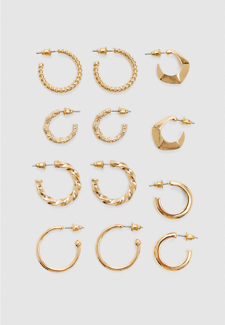 Stradivarius Set De 6 Perechi De Cercei Simpli Auriu Os
