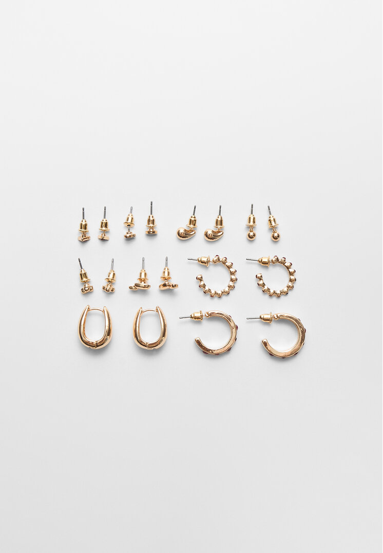 set 9 pendientes brillos