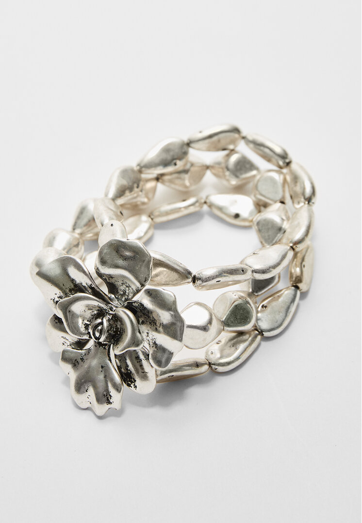 set 3 pulseras flor