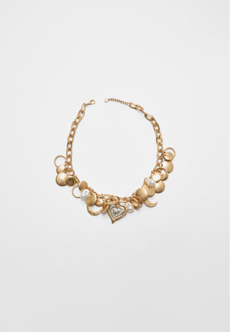 collar multi charm corazones