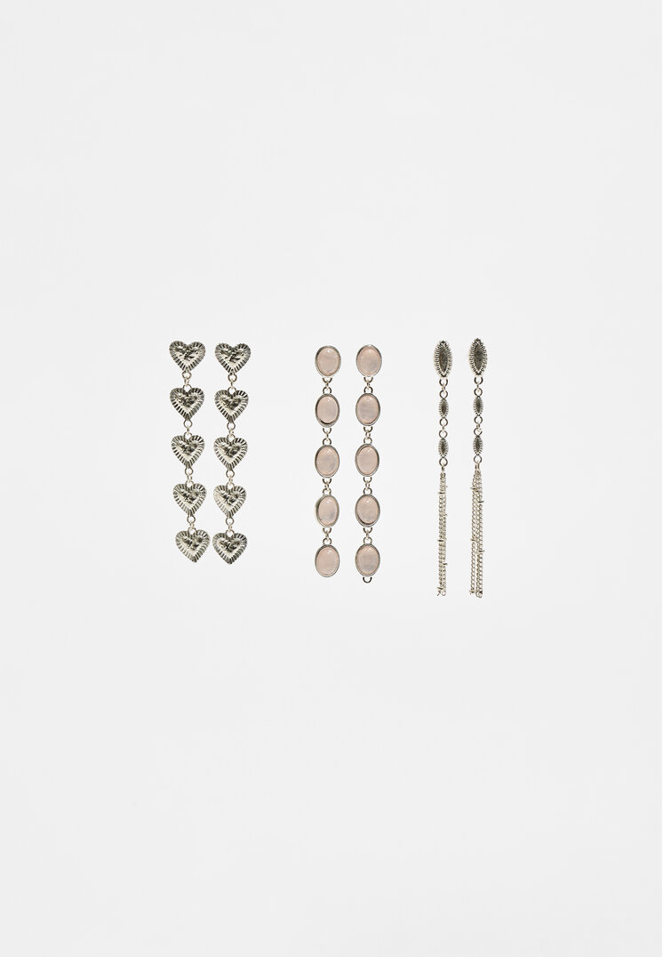 set 3 pendientes corazones