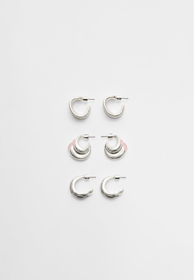 set 3 pendientes textura