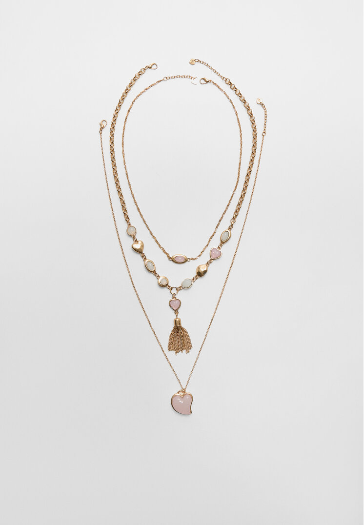 set 3 collares corazon