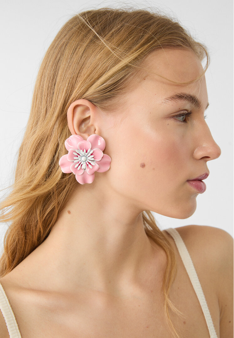 pendiente flor enamel