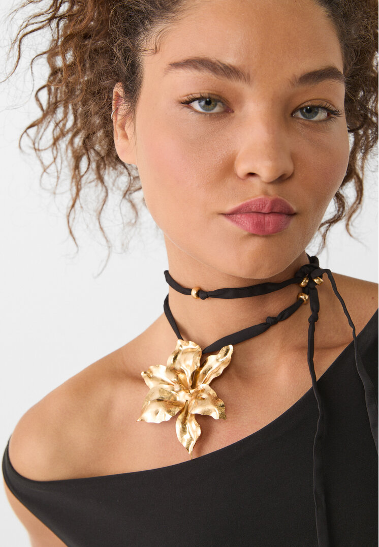 collar cordon doble flor