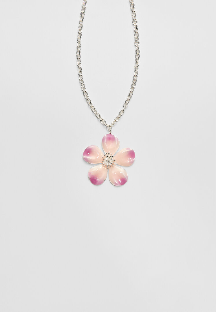 collar cadena flor enamel